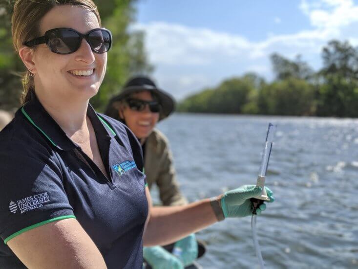 Dr. Heather Veilleux, a post-doctoral research fellow working with Athabasca University researcher Dr. Chris Glover, pictured in Australia where she tested eDNA assays on invasive marine species. She's now putting those techniques to use in northern Alberta.
