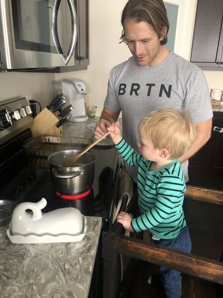 Brendan and his little cooking