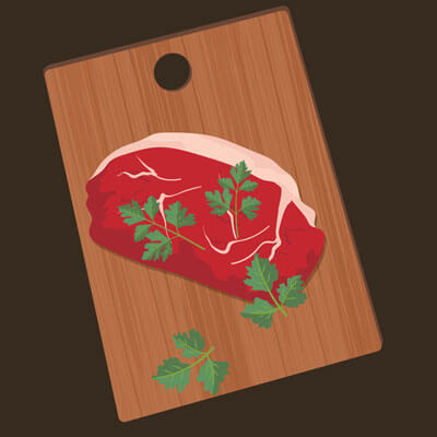 beef on a cutting board