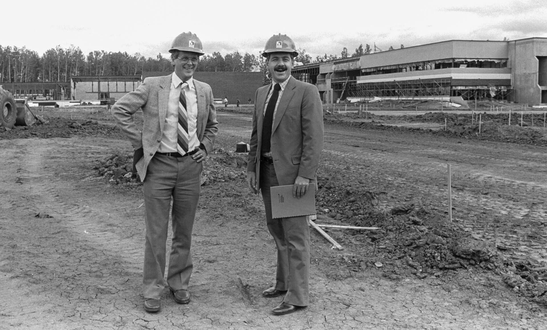 two men at a construction site