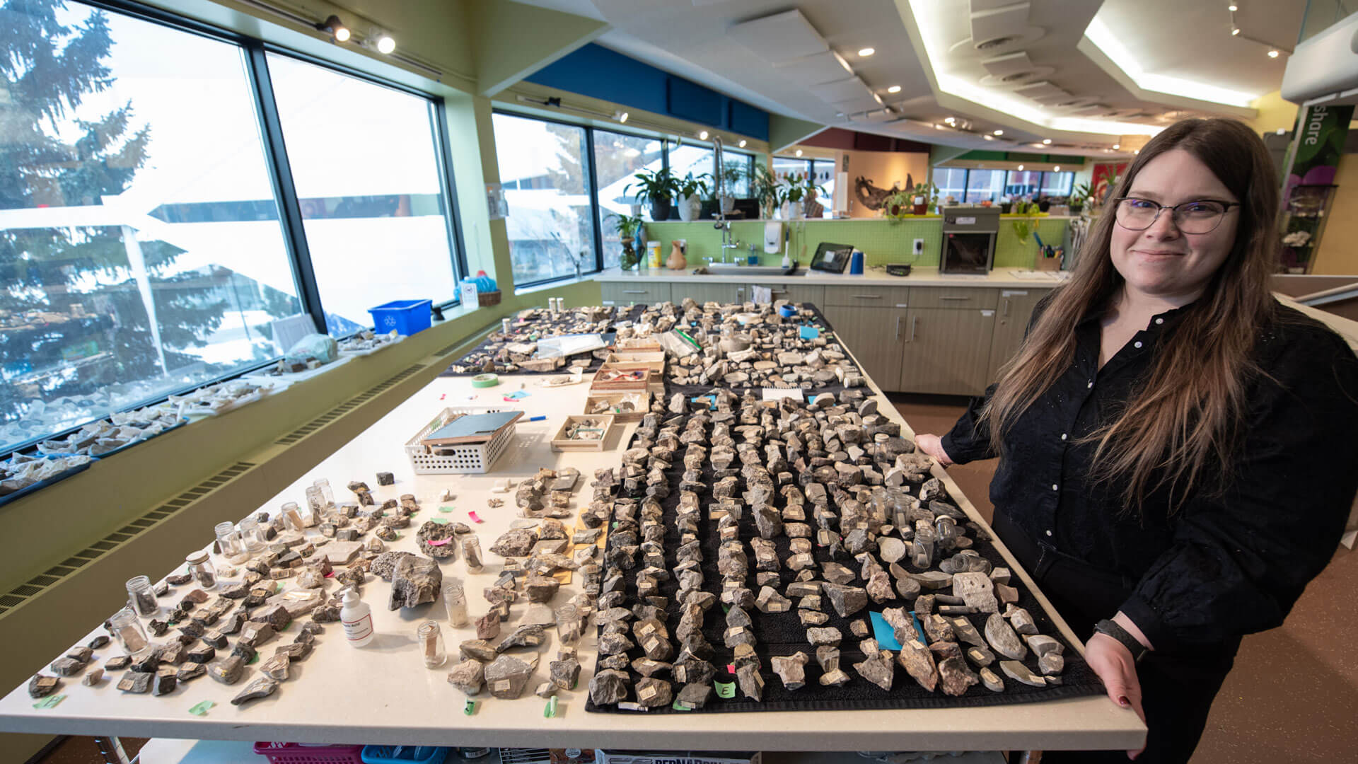Natasha Donahue stands near exhibit at TELUS World of Science in Edmonton