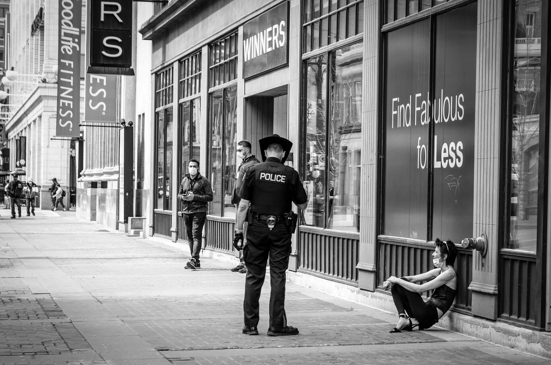 Calgary police ticket a woman in downtown Calgary