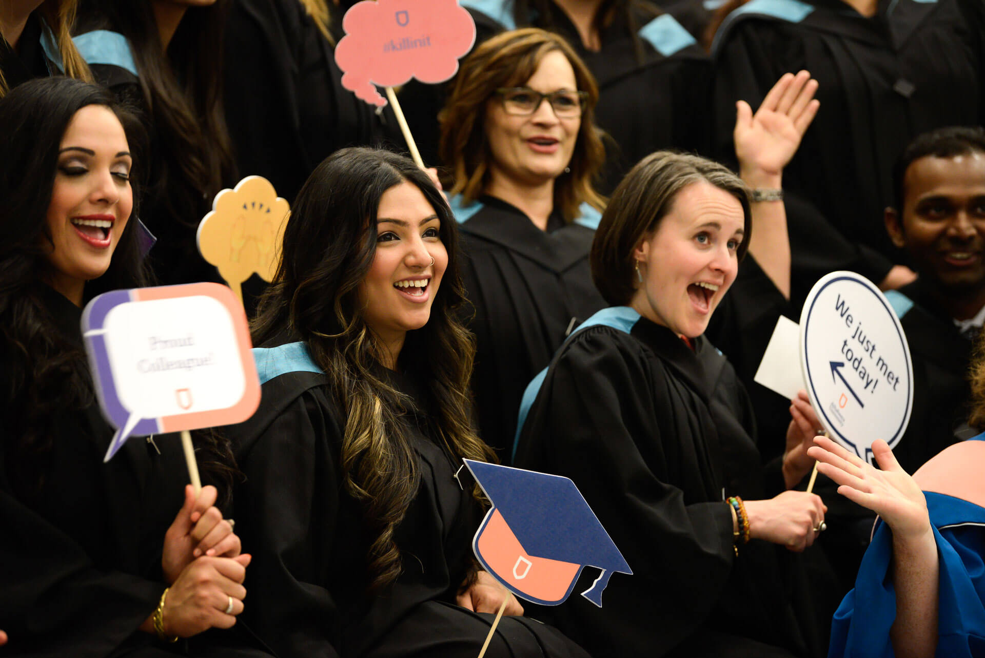 A group of Master of Nursing graduates celebrate their special day during a ceremony in 2018.